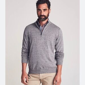 Faherty Mens XL 1/4 Zip Cotton Cashmere Blend Pullover Sweater Gray FITS MEDIUM